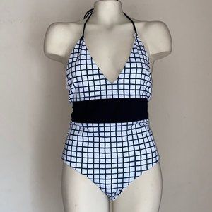 Backless swimsuit checkered Small NWT